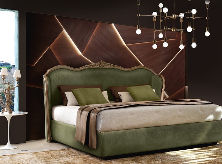letto matrimoniale in stile fiorentino verde oliva in camera da letto moderna